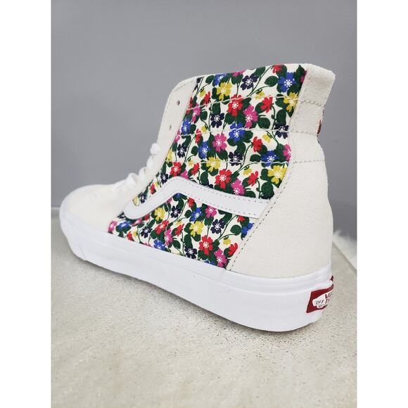 NEW‎ Vans Size 12 Women's Sk8-Hi Tapered Retro White Floral Sneakers Hippie Boho - Picture 4 of 9